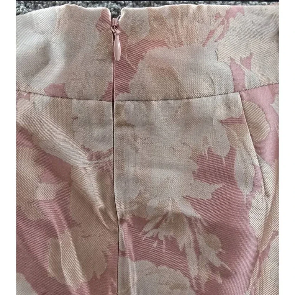 Kasper Floral-Print Scalloped-Edge Pencil Skirt Women's 2P Tutu Pink Back Zip